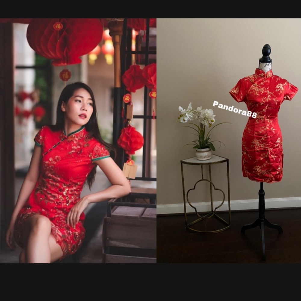 Sexy chinese red gold dress halloween